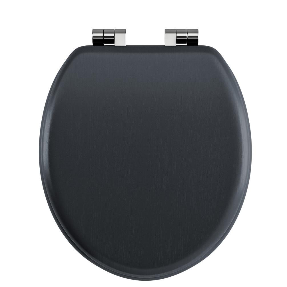 Imperial Lichfield Oxford Blue Grained Soft Close Seat - Chrome Hinges